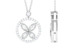 Certified Moissanite Butterfly Pendant Necklace For Her