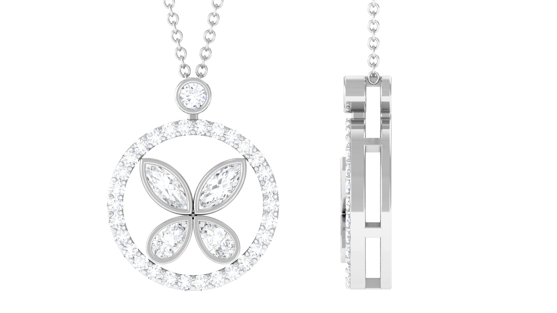 Certified Moissanite Butterfly Pendant Necklace For Her