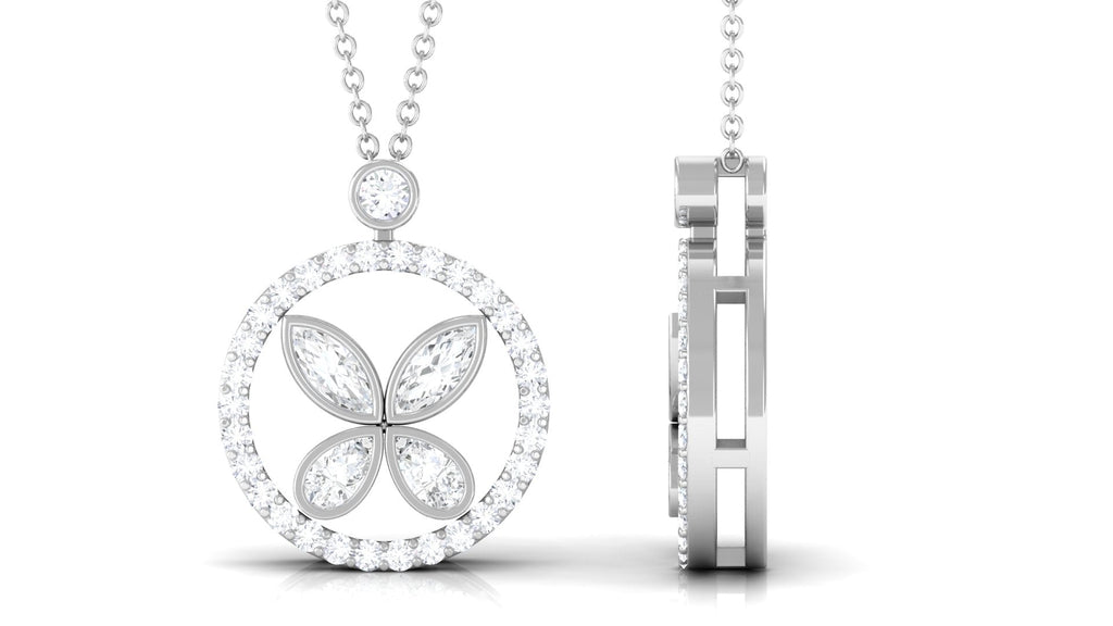 Certified Moissanite Butterfly Pendant Necklace For Her