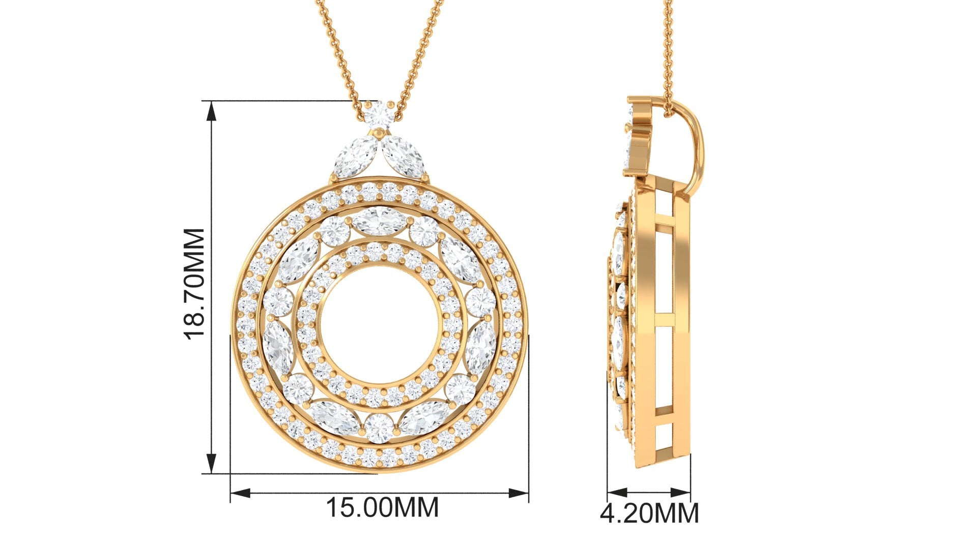 Certified Moissanite Vintage Circle Pendant Necklace