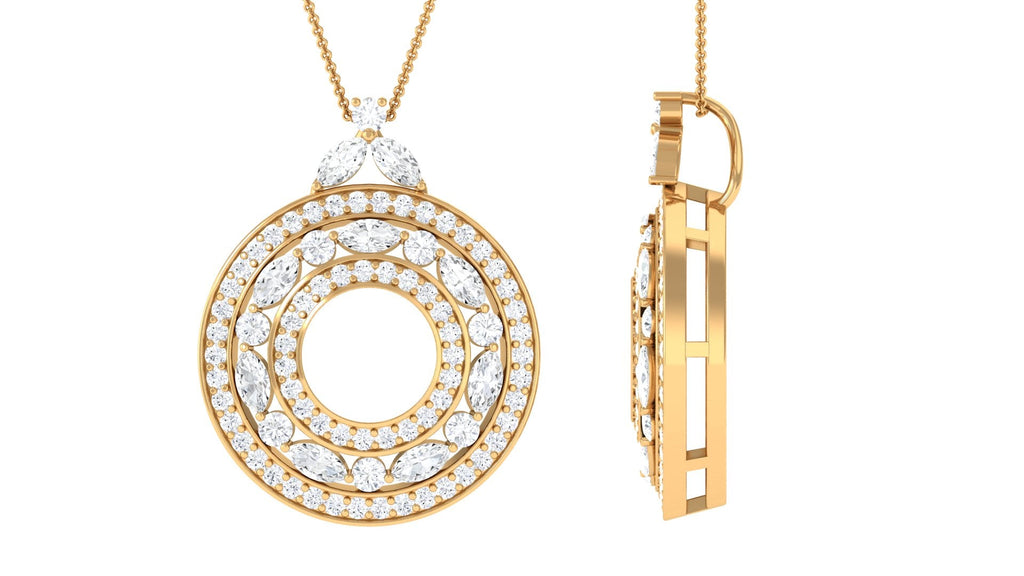 Certified Moissanite Vintage Circle Pendant Necklace