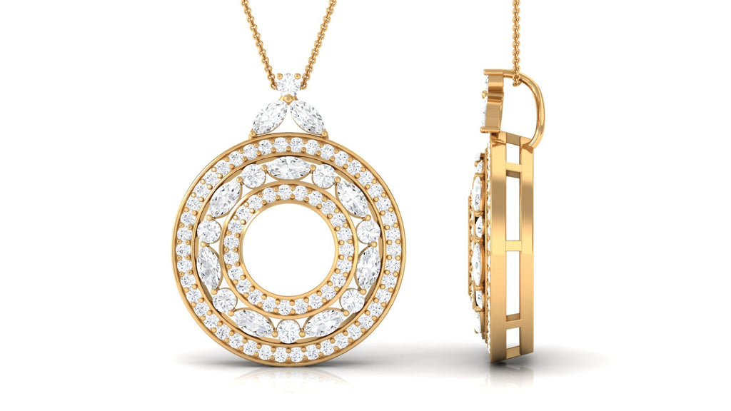 Certified Moissanite Vintage Circle Pendant Necklace