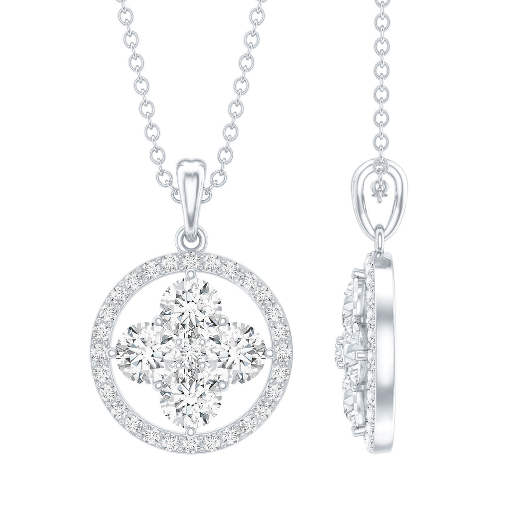 Simple Moissanite Flower Pendant with Halo