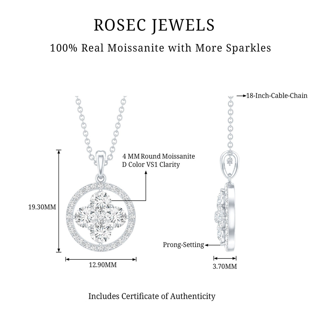 Simple Moissanite Flower Pendant with Halo