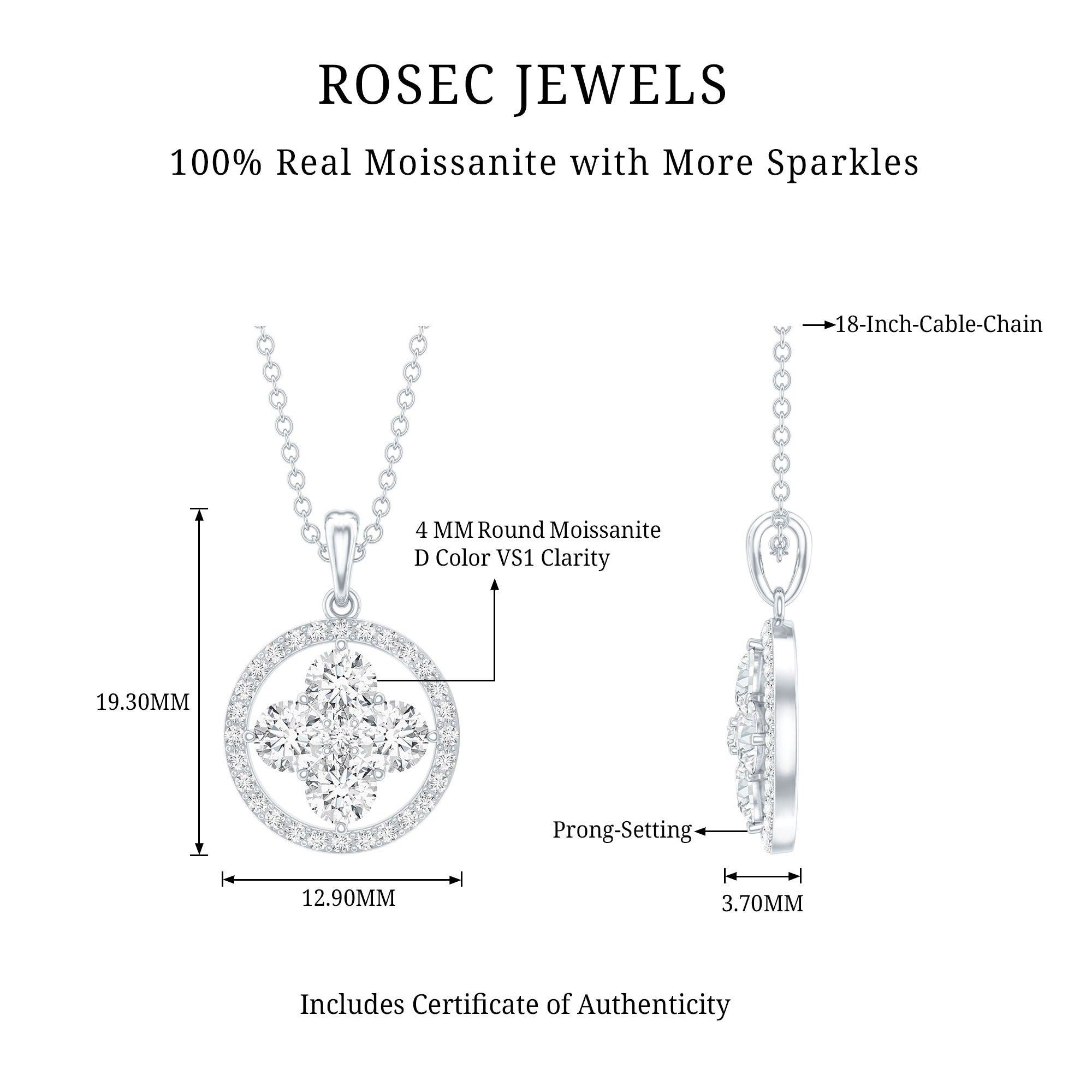 Simple Moissanite Flower Pendant with Halo