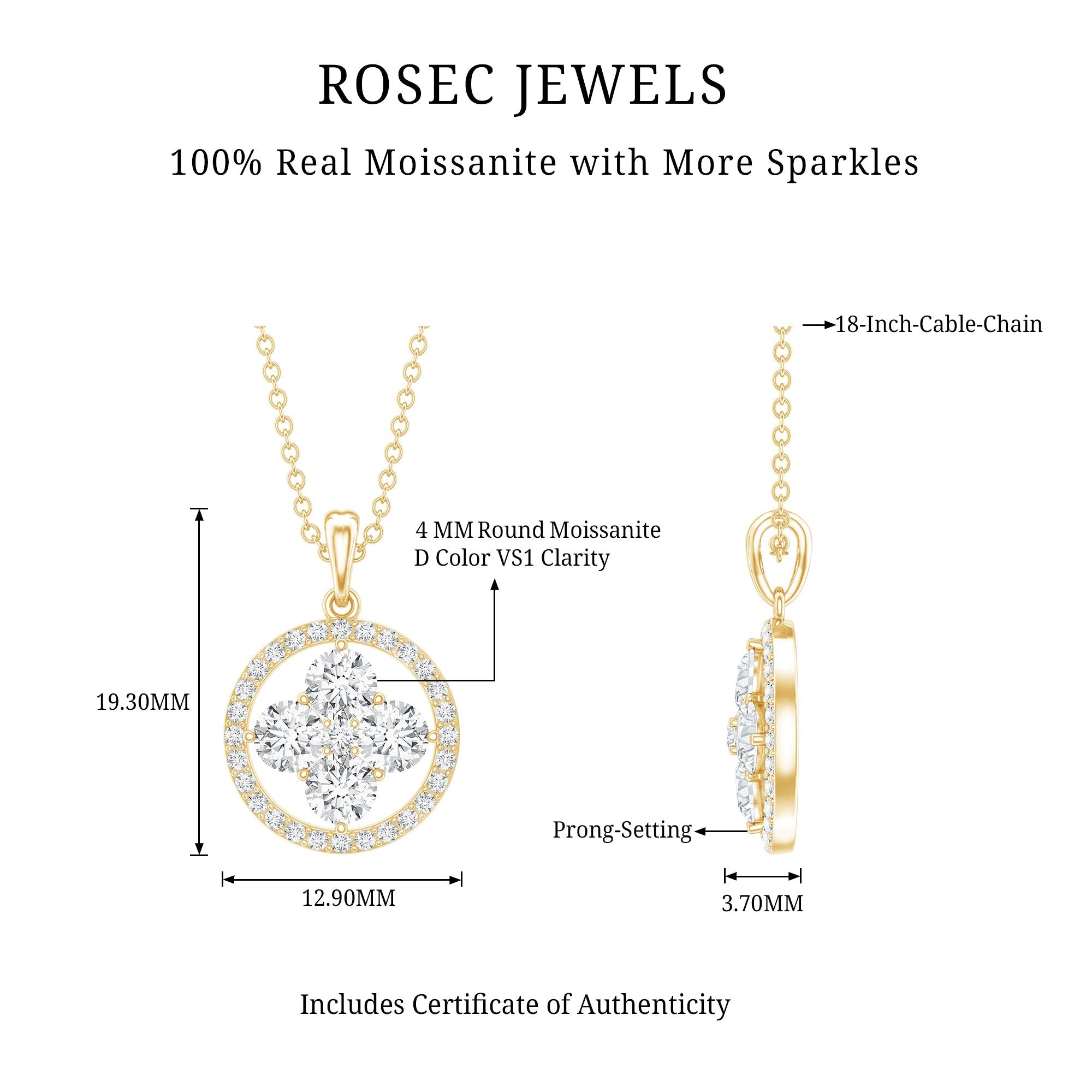 Simple Moissanite Flower Pendant with Halo