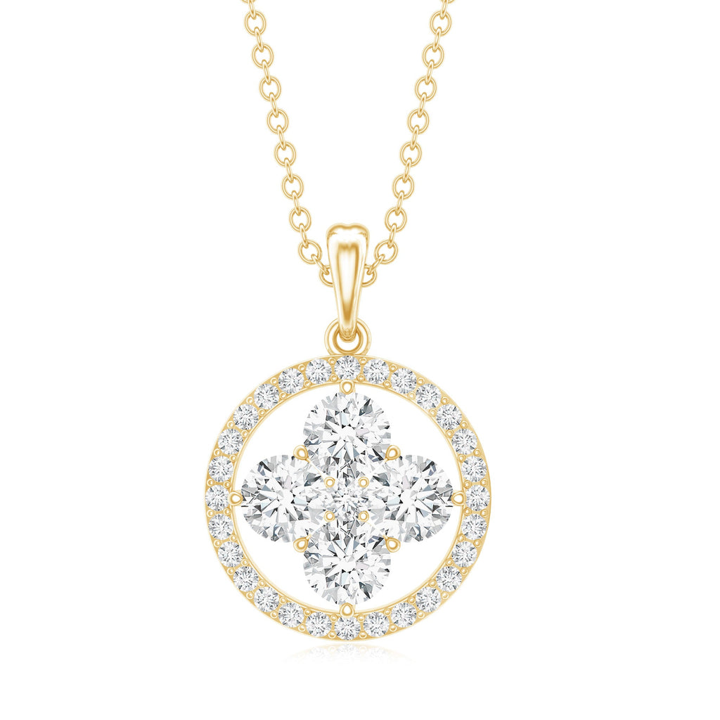 Simple Moissanite Flower Pendant with Halo