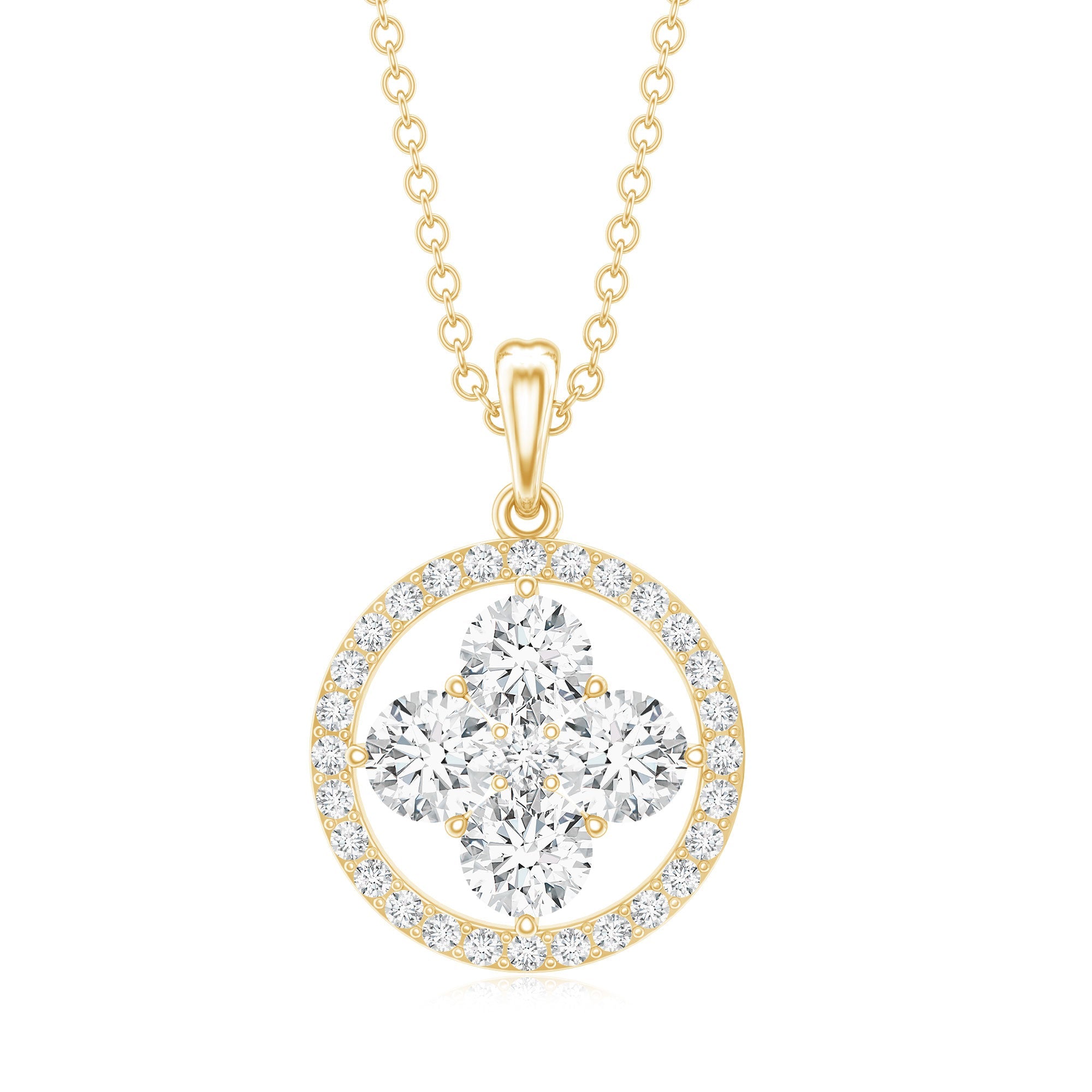 Simple Moissanite Flower Pendant with Halo