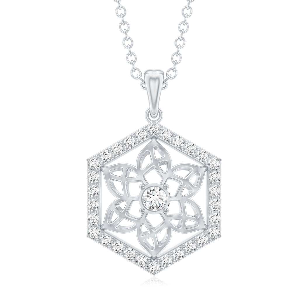 Vintage Inspired Certified Moissanite Flower Pendant