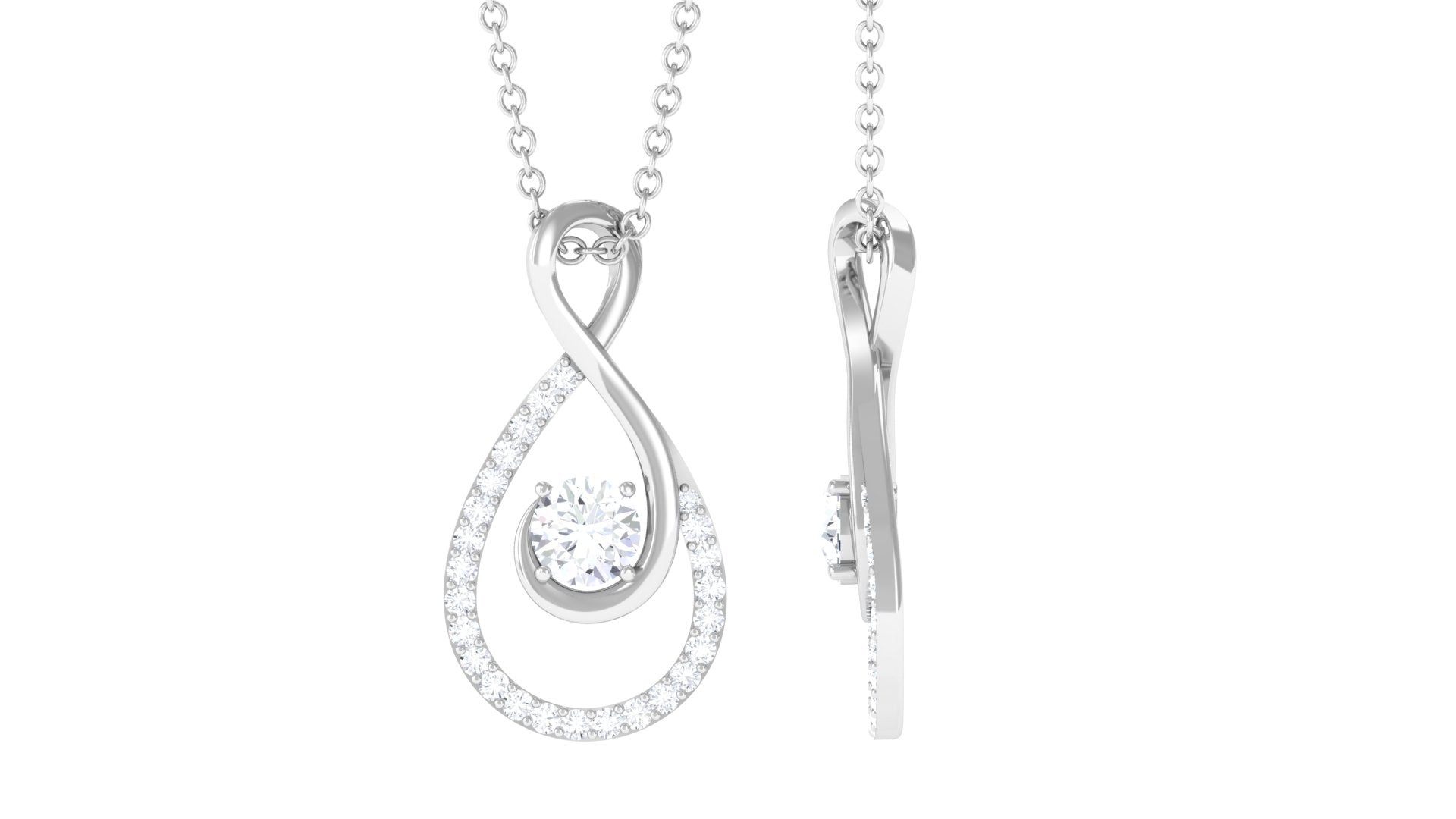 Round Moissanite Infinity Drop Necklace for Her