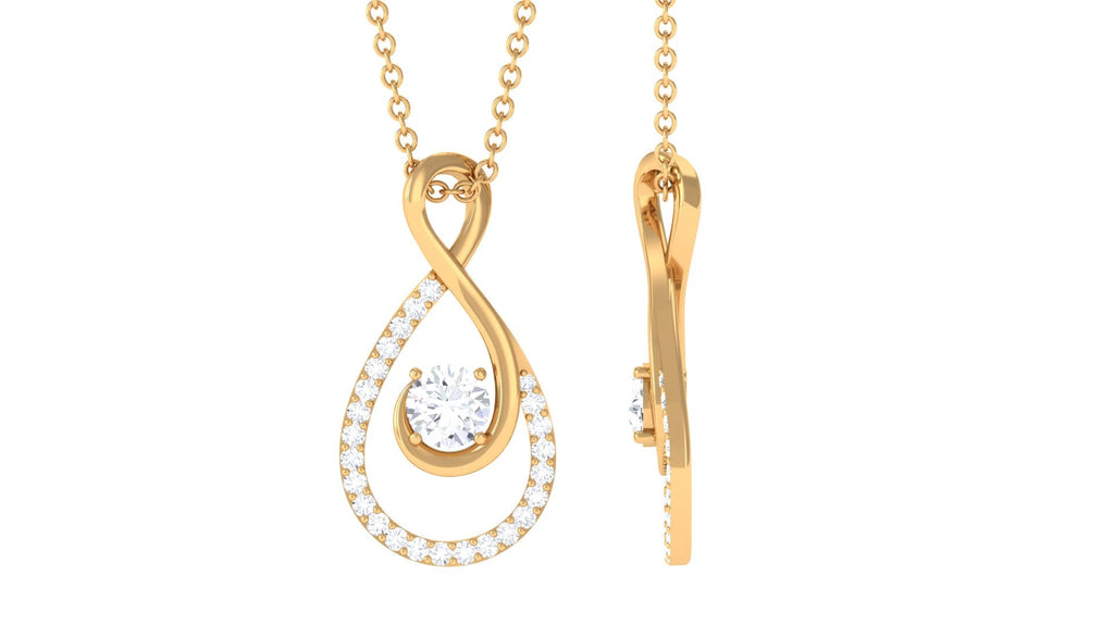 Round Moissanite Infinity Drop Necklace for Her