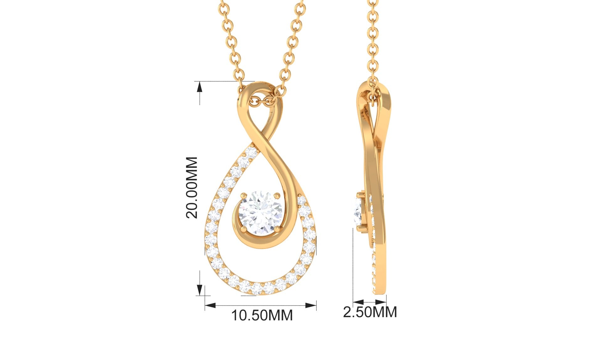Round Moissanite Infinity Drop Necklace for Her