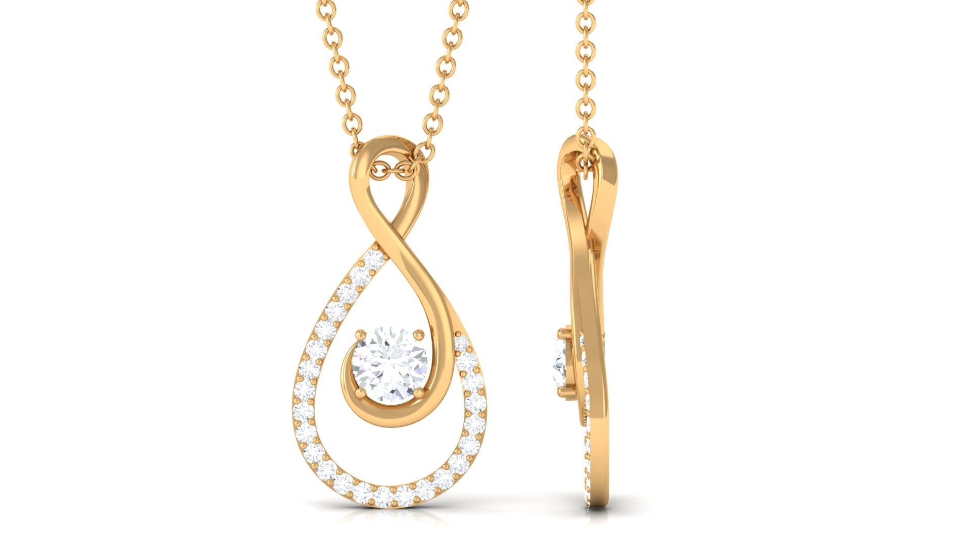 Round Moissanite Infinity Drop Necklace for Her