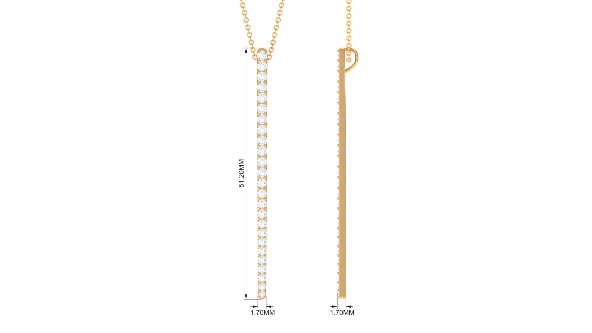 Certified Moissanite Bar Dangle Pendant