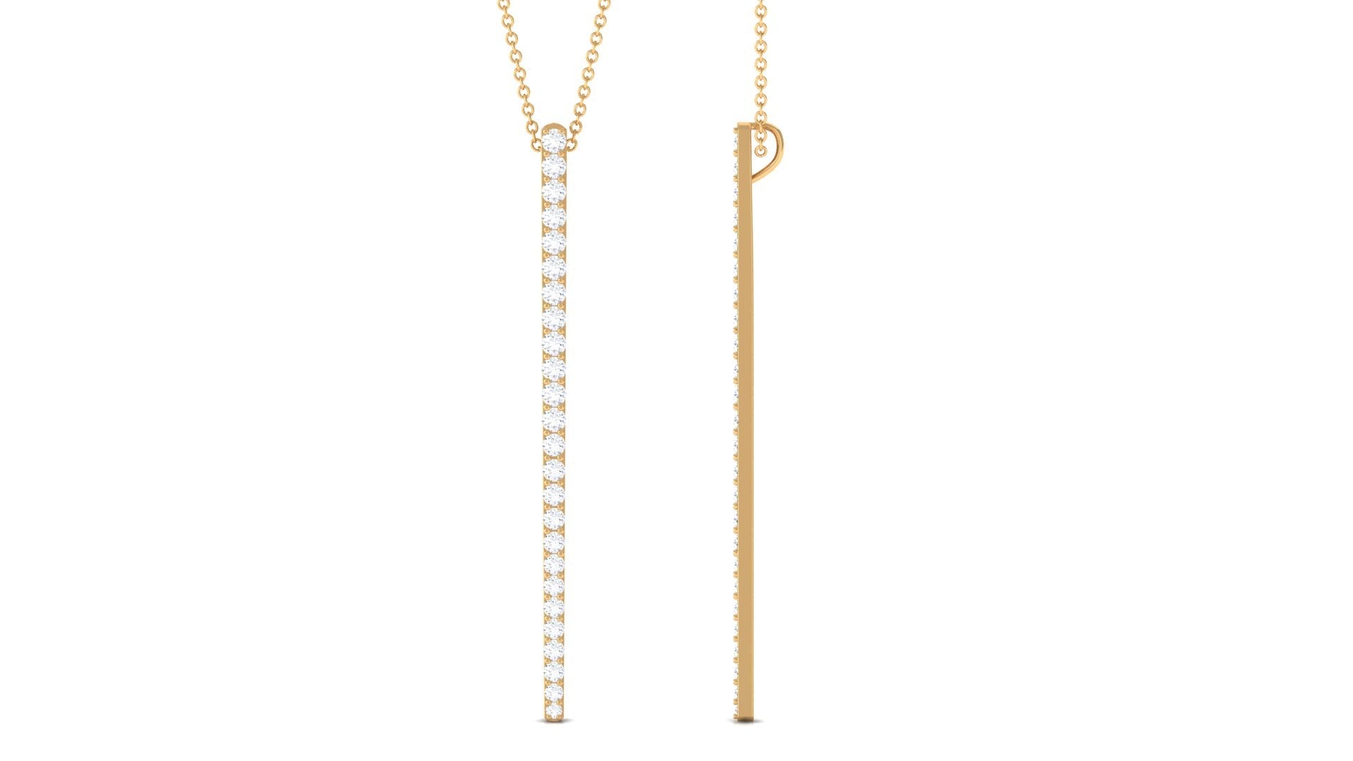 Certified Moissanite Bar Dangle Pendant