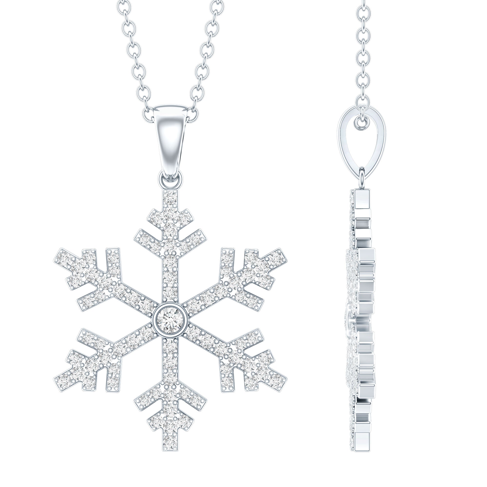 Certified Moissanite Frozen Snowflake Pendant Necklace