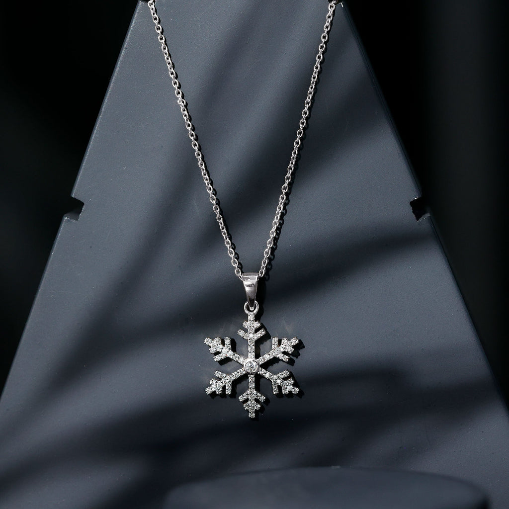Certified Moissanite Frozen Snowflake Pendant Necklace
