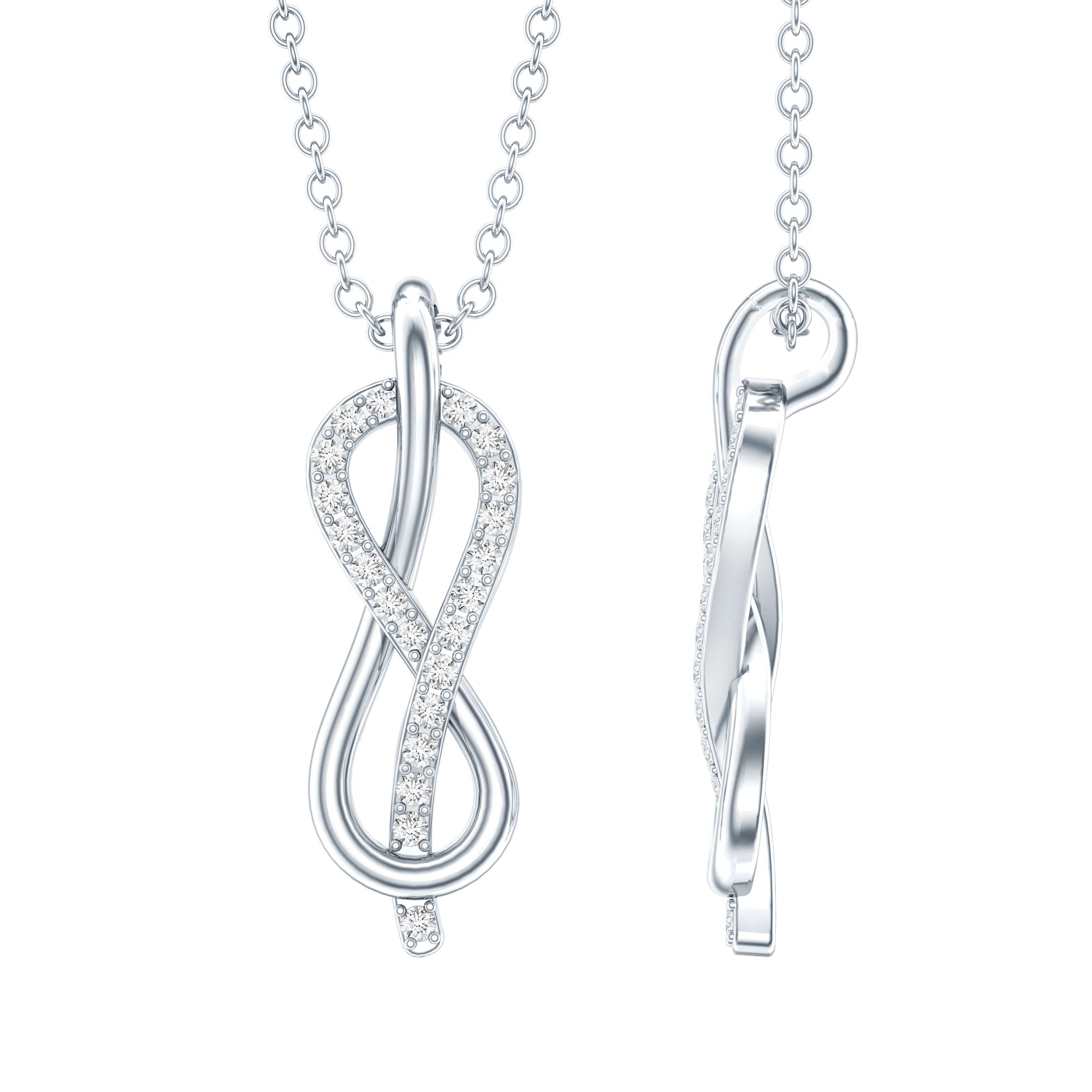 Minimal Moissanite Infinity Knot Pendant Necklace
