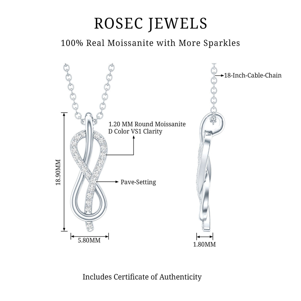 Minimal Moissanite Infinity Knot Pendant Necklace