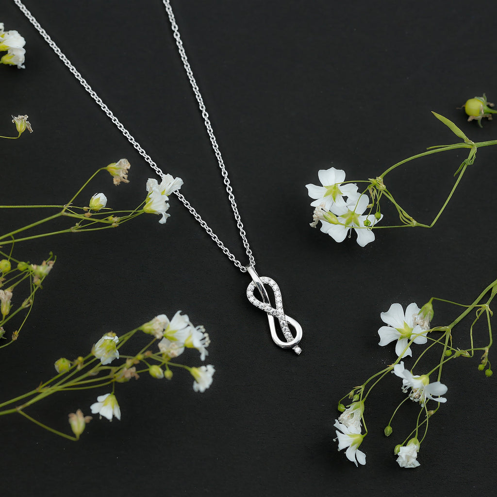 Minimal Moissanite Infinity Knot Pendant Necklace