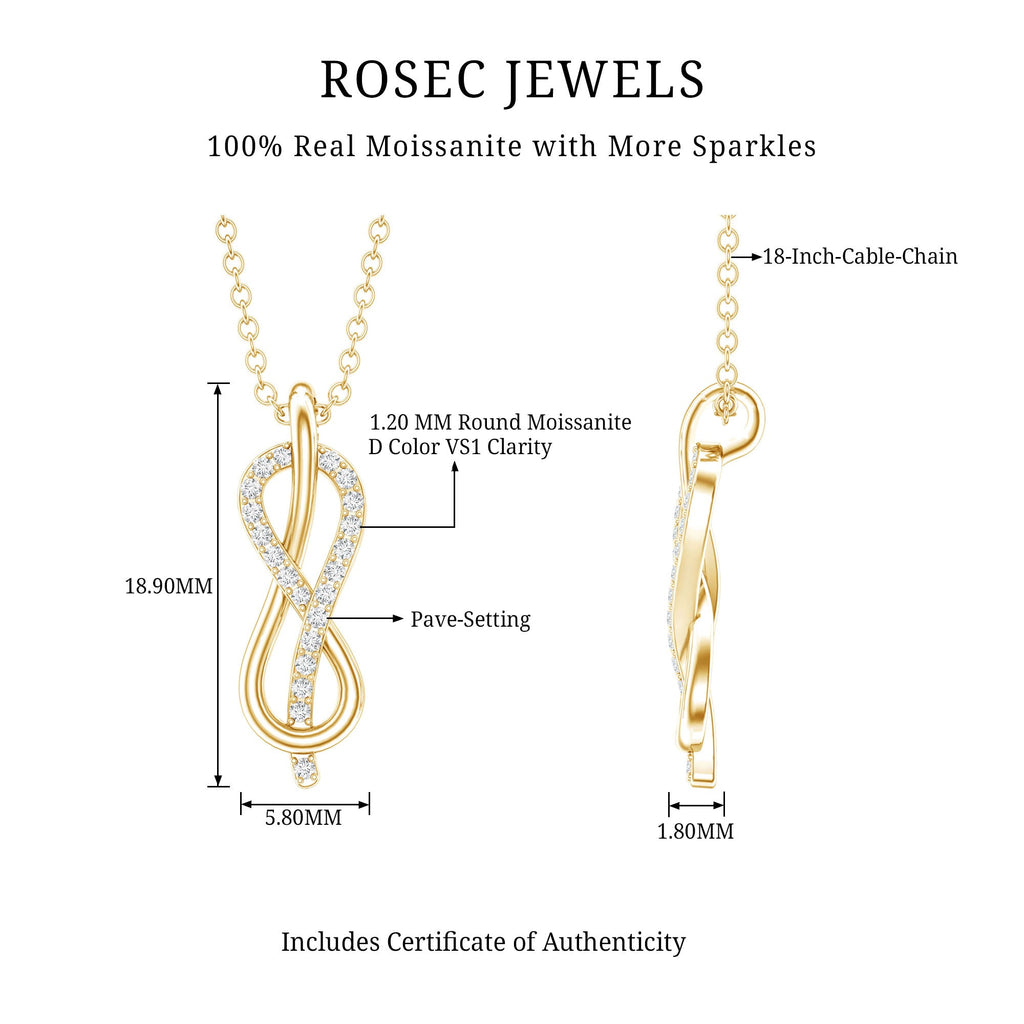 Minimal Moissanite Infinity Knot Pendant Necklace