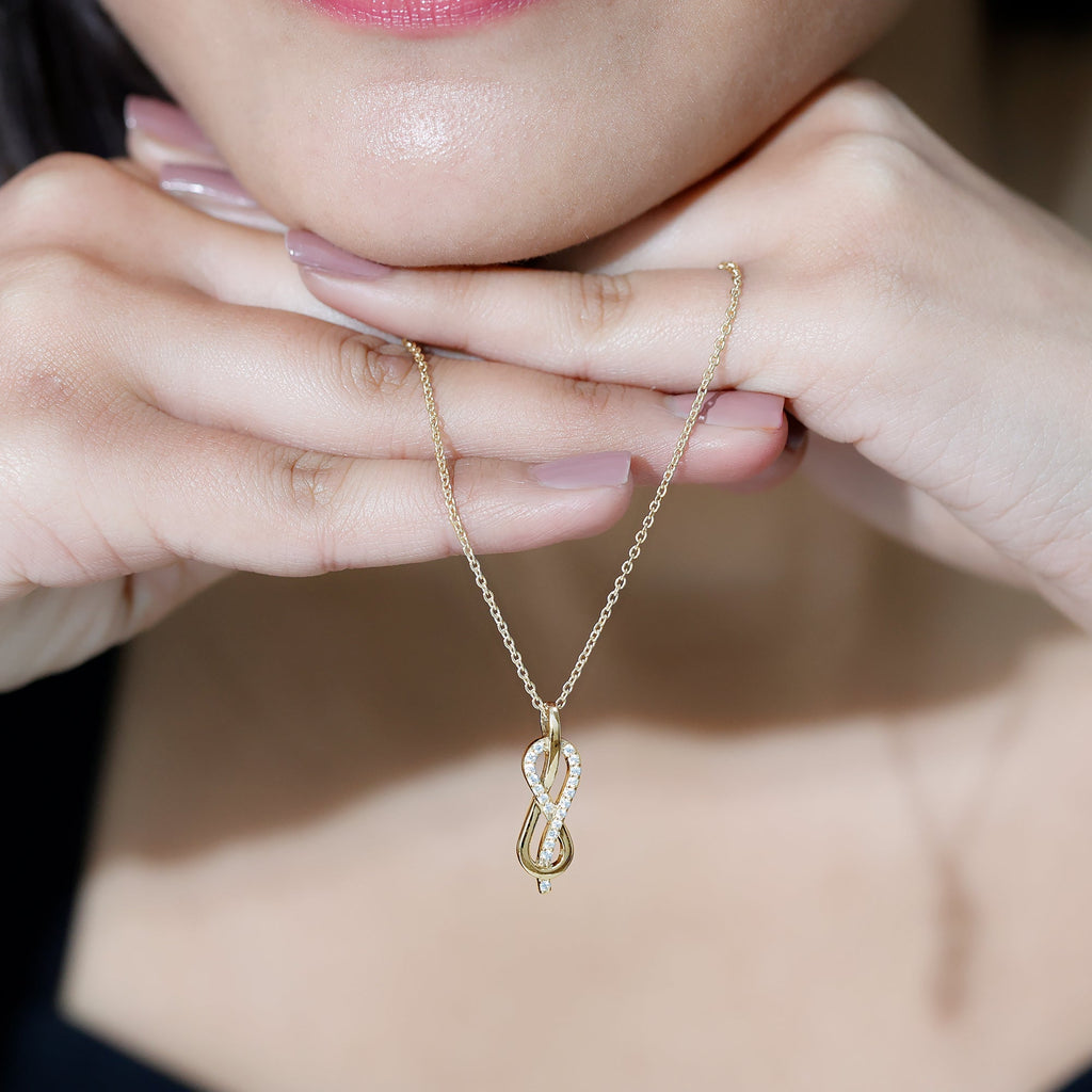 Minimal Moissanite Infinity Knot Pendant Necklace