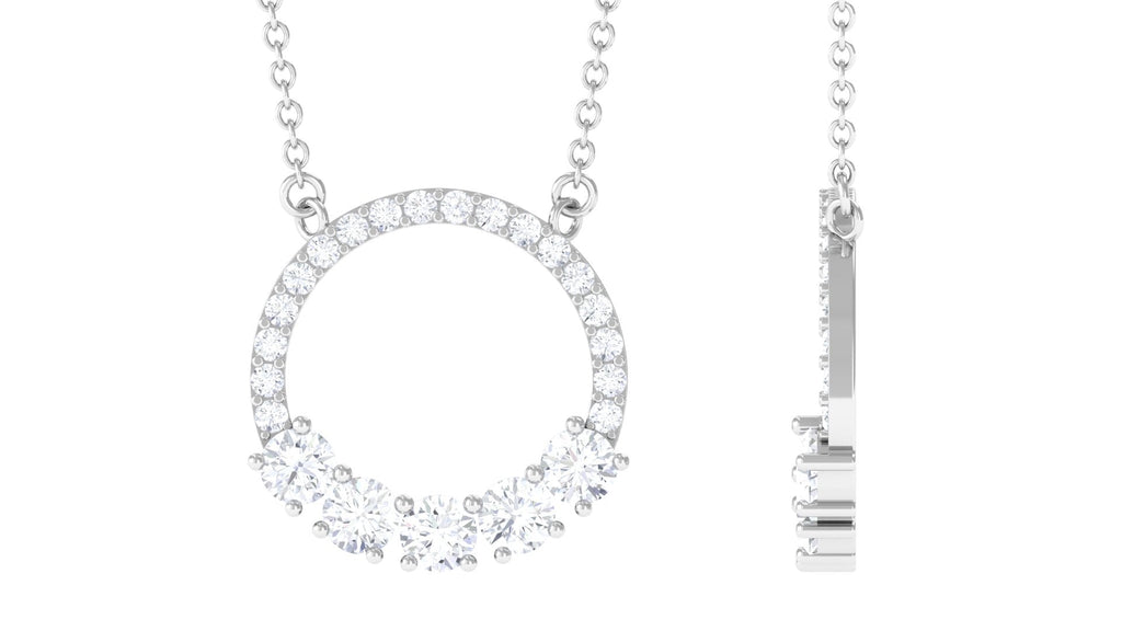 Round Cut Moissanite Open Circle Pendant with Certificate
