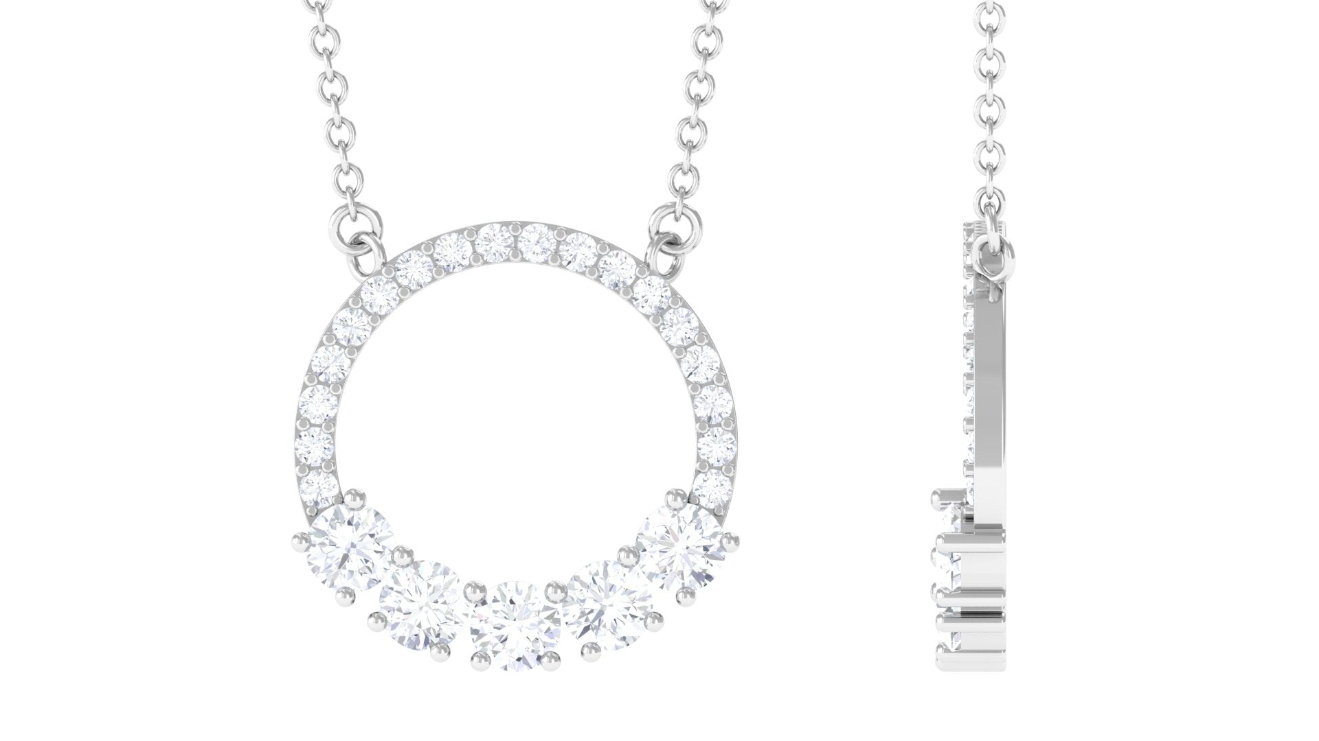 Round Cut Moissanite Open Circle Pendant with Certificate