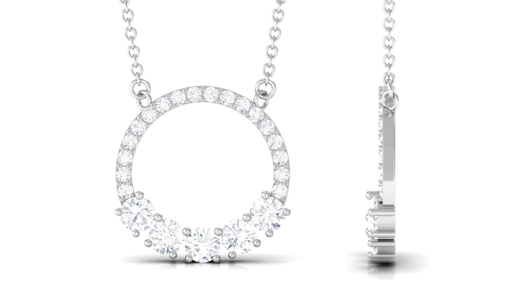 Round Cut Moissanite Open Circle Pendant with Certificate