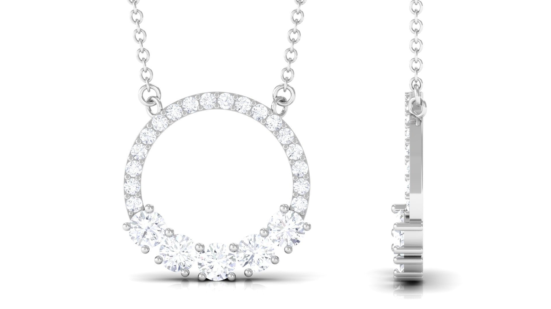 Round Cut Moissanite Open Circle Pendant with Certificate