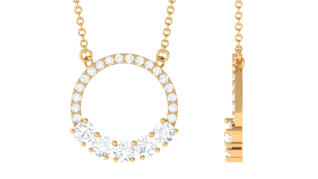 Round Cut Moissanite Open Circle Pendant with Certificate