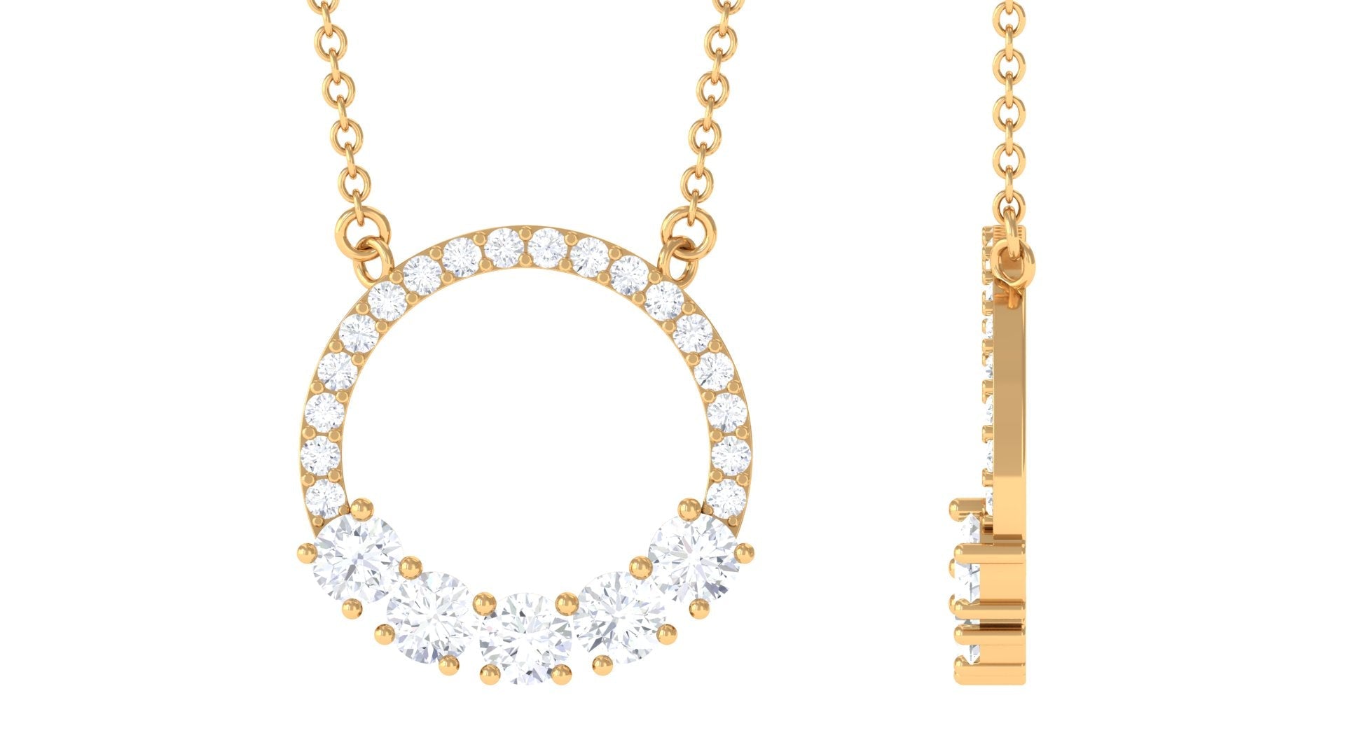 Round Cut Moissanite Open Circle Pendant with Certificate