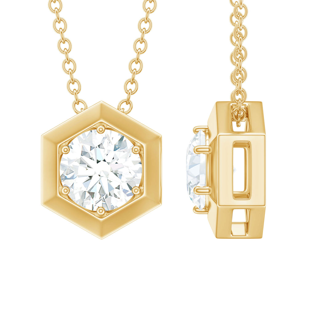 Certified Moissanite Solitaire Hexagonal Pendant