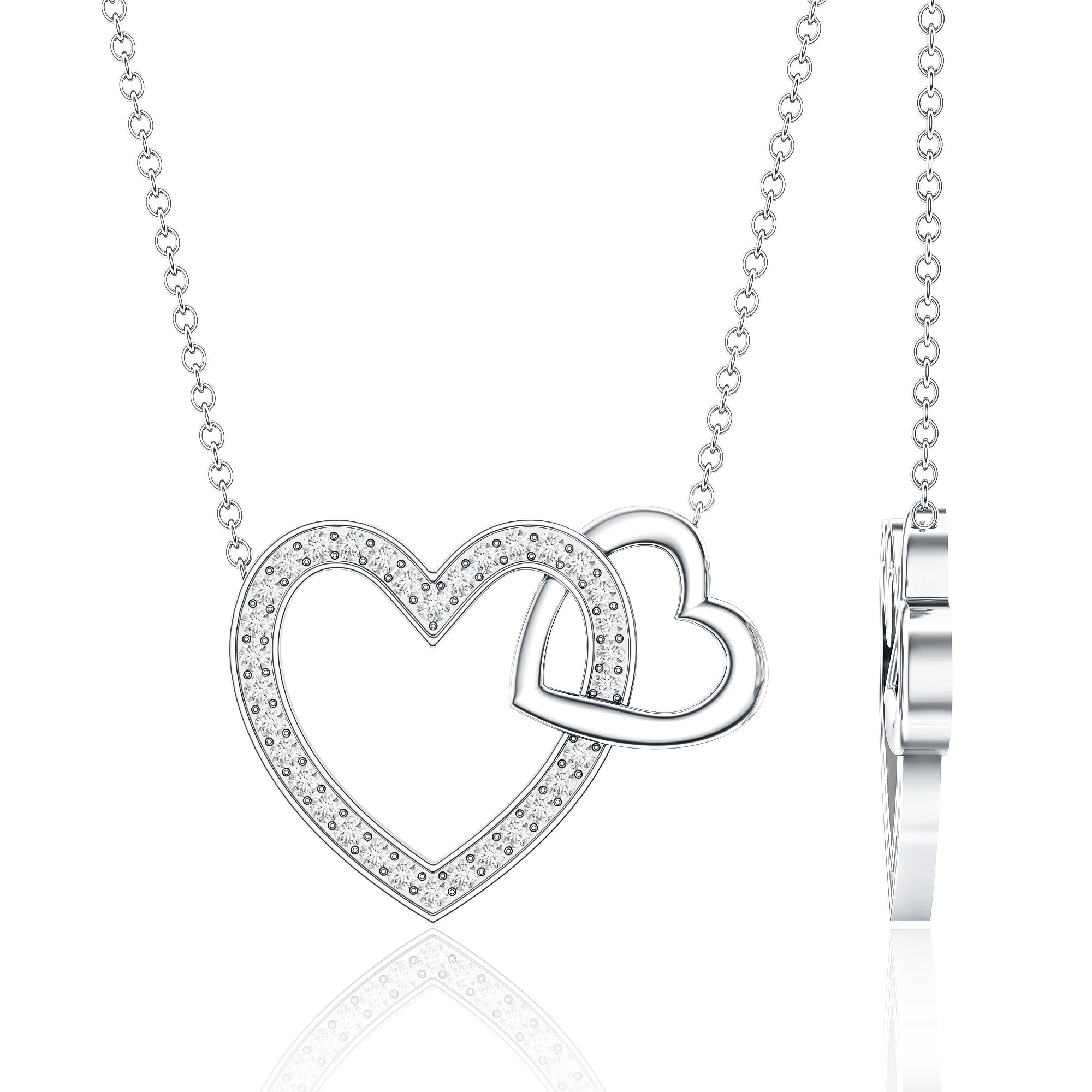 Certified Moissanite Double Heart Necklace for Women
