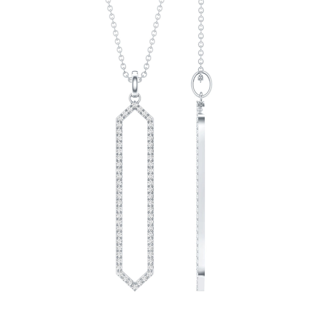 Elongated Hexagonal Moissanite Pendant Necklace with Certificate