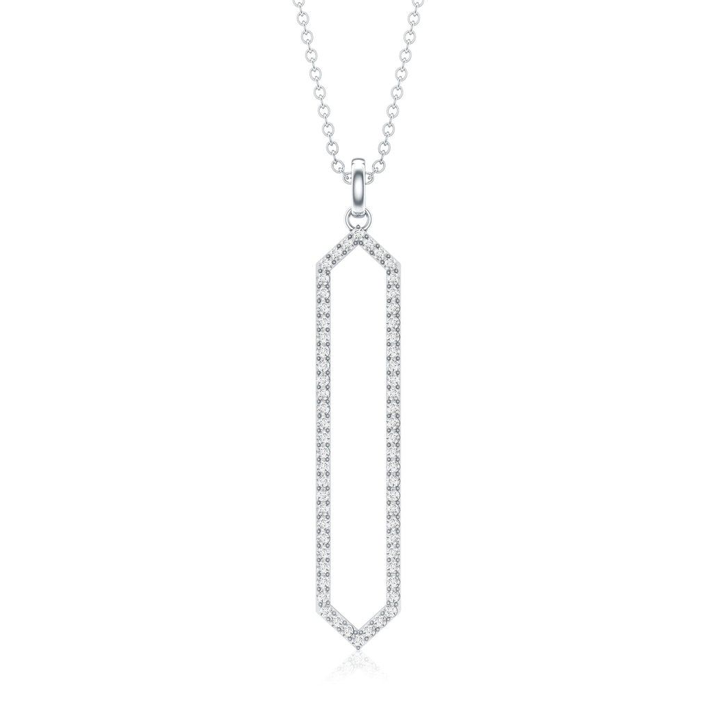 Elongated Hexagonal Moissanite Pendant Necklace with Certificate