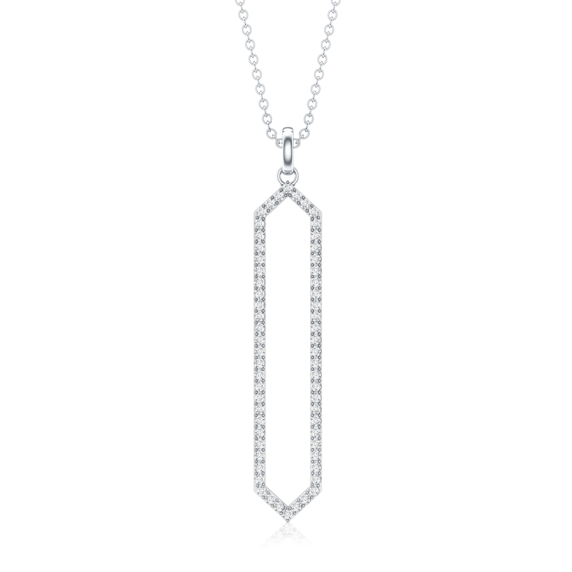 Elongated Hexagonal Moissanite Pendant Necklace with Certificate
