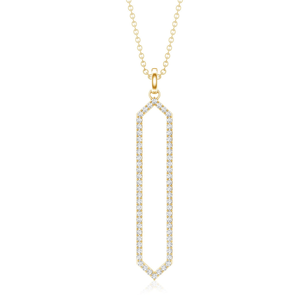 Elongated Hexagonal Moissanite Pendant Necklace with Certificate