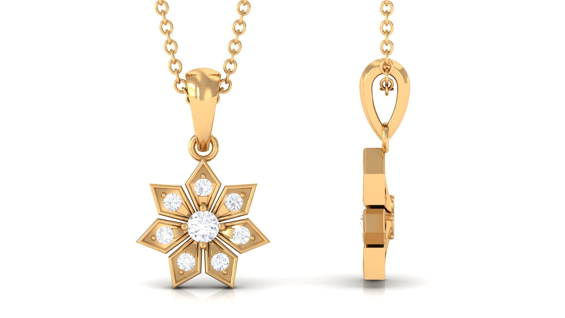 Certified Moissanite Flower Pendant