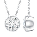 2 Carat Certified Moissanite Solitaire Necklace in Bezel Setting