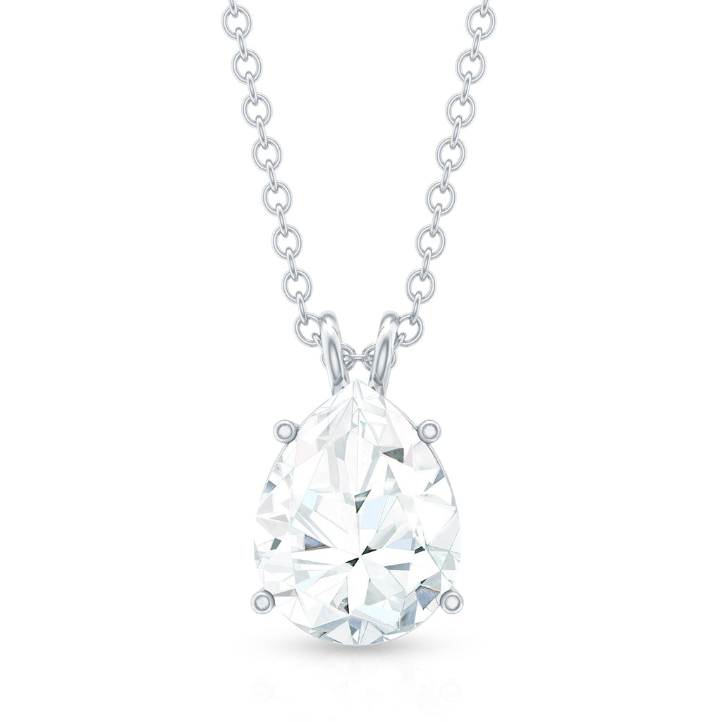 2.2 Carat Solitaire Moissanite Teardrop Pendant Necklace