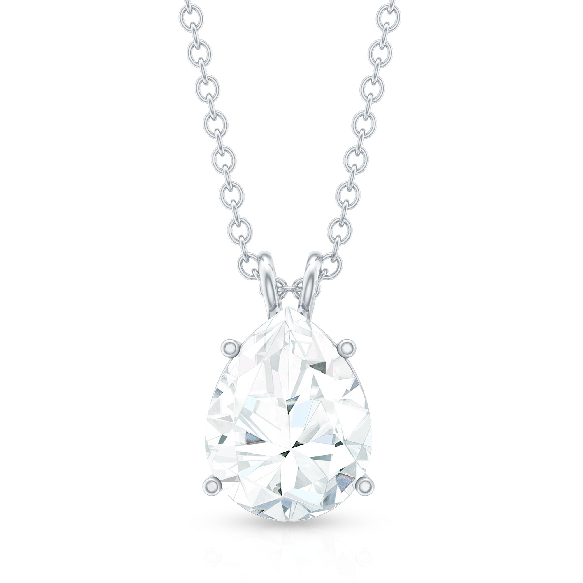 2.2 Carat Solitaire Moissanite Teardrop Pendant Necklace