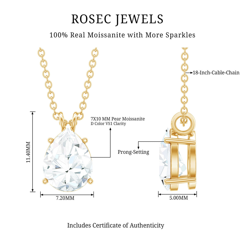 2.2 Carat Solitaire Moissanite Teardrop Pendant Necklace