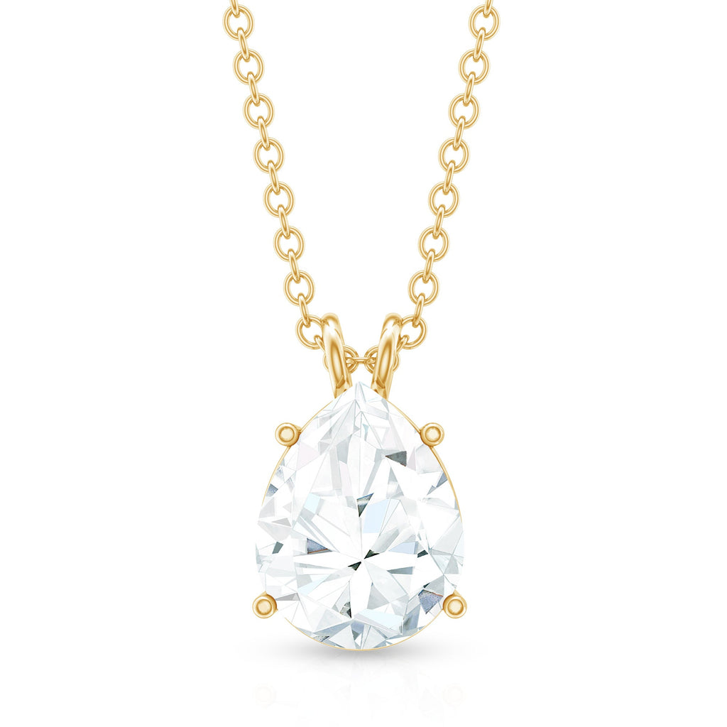 2.2 Carat Solitaire Moissanite Teardrop Pendant Necklace