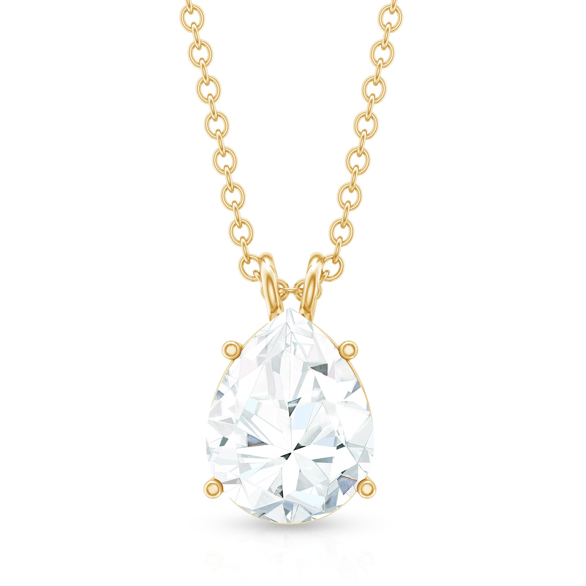 2.2 Carat Solitaire Moissanite Teardrop Pendant Necklace