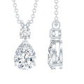 Certified Round and Pear Shaped Moissanite Two Stone Pendant