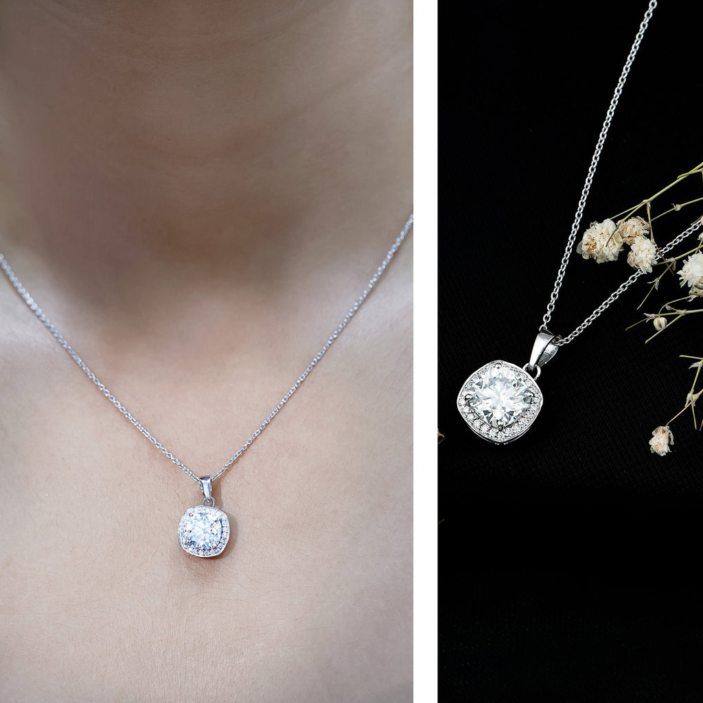 Certified 3 Carat Cushion Cut Moissanite Pendant