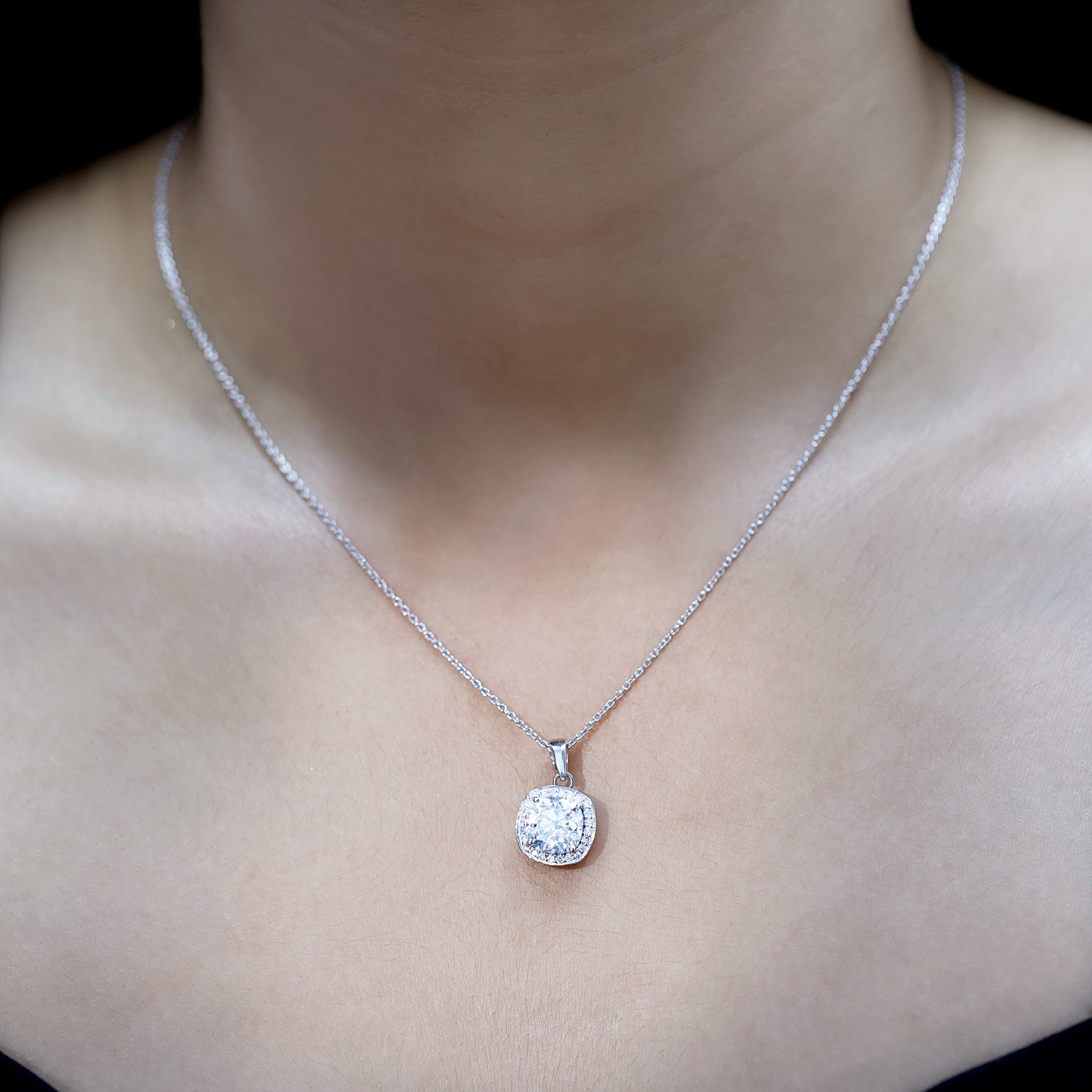 Certified 3 Carat Cushion Cut Moissanite Pendant