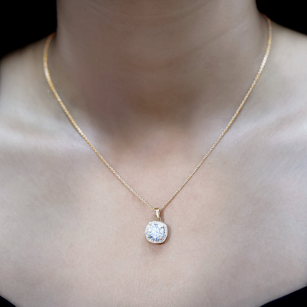 Certified 3 Carat Cushion Cut Moissanite Pendant