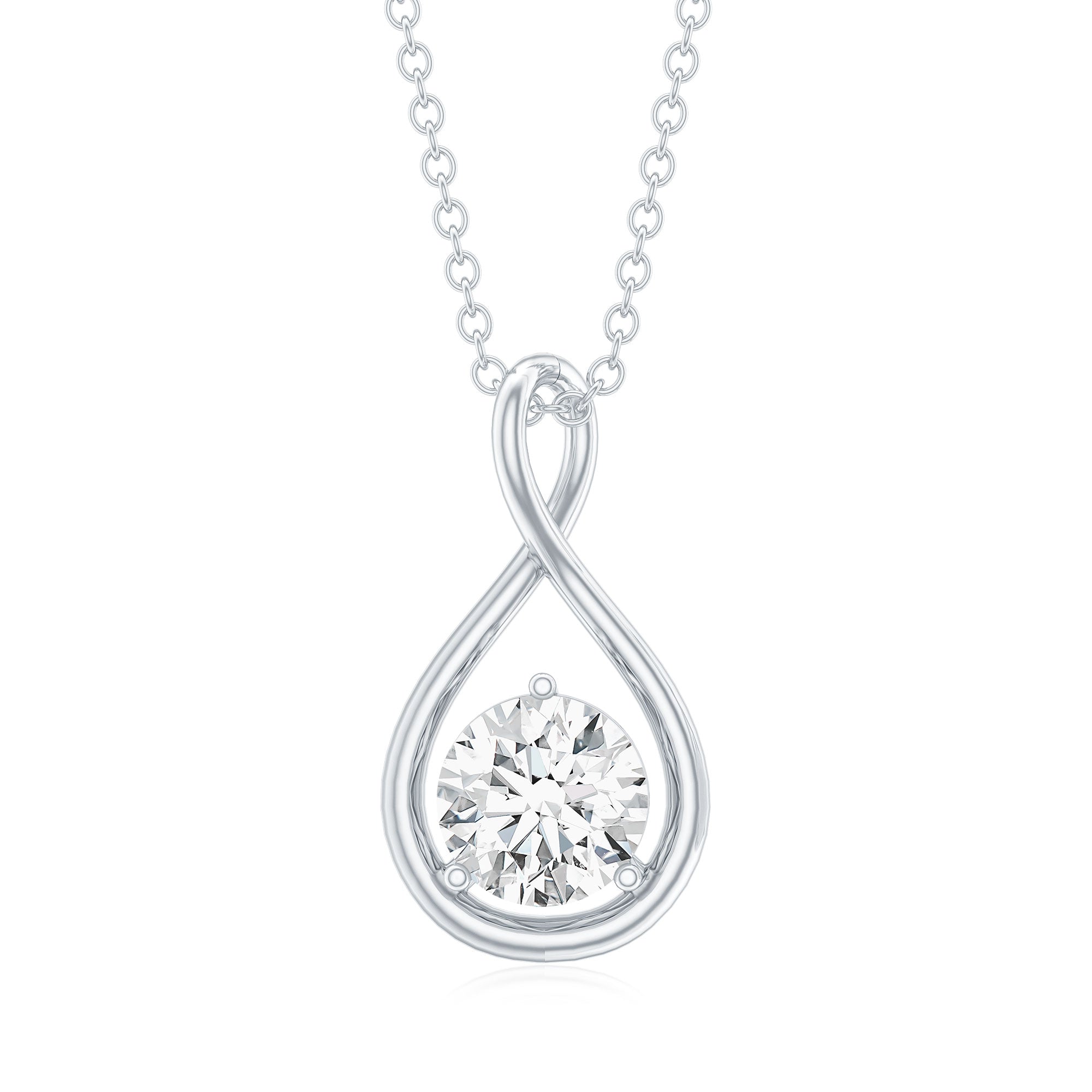 0.9 Carat Solitaire Moissanite Infinity Pendant with Certificate